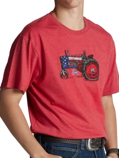 Justin Men's Patriotic Tractor Tee